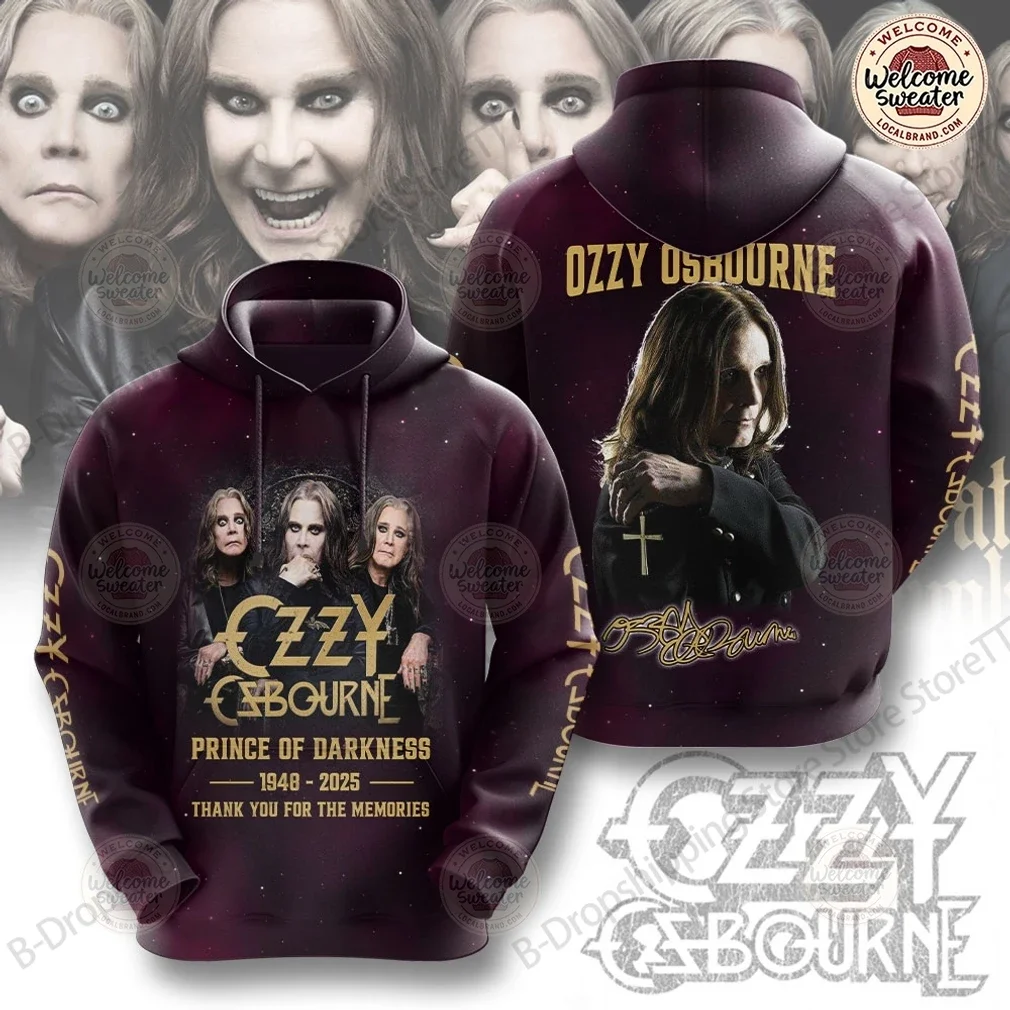 خمر Ozzy Osbourne الفرقة ثلاثية الأبعاد طباعة هوديي الرجال النساء موضة عادية هوديس البلوز روك تنفس رياضية ملابس للرجال