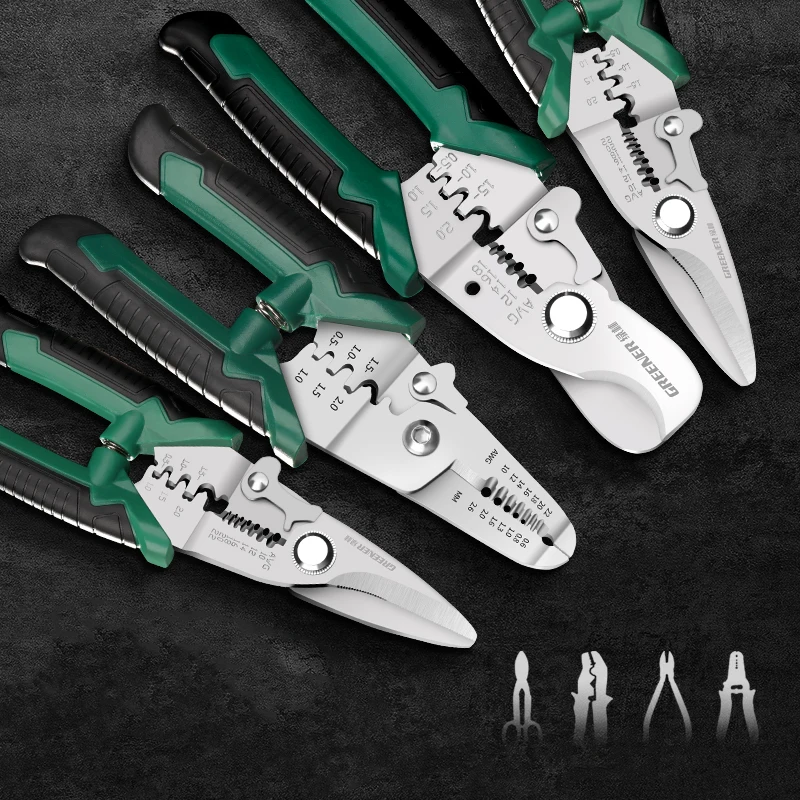 มัลติฟังก์ชั่น Wire Strippers สแตนเลสช่างไฟฟ้าเครื่องมือเครื่องตัดลวดสายกรรไกรตัดสายไฟ CRIMPING คีม
