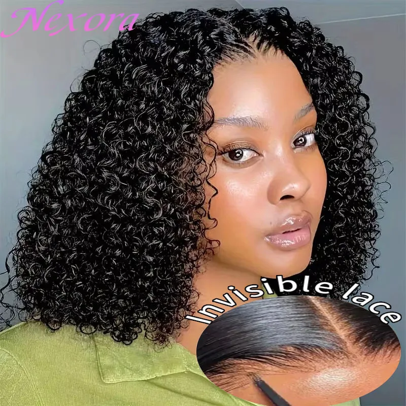 

Nexora Bob Glueless Wigs Human Hair Curly Wig Water Wave 1b Black 4x4 5x5 Hd Lace Frontal Deep Wave Frontal Wig Wear And Go
