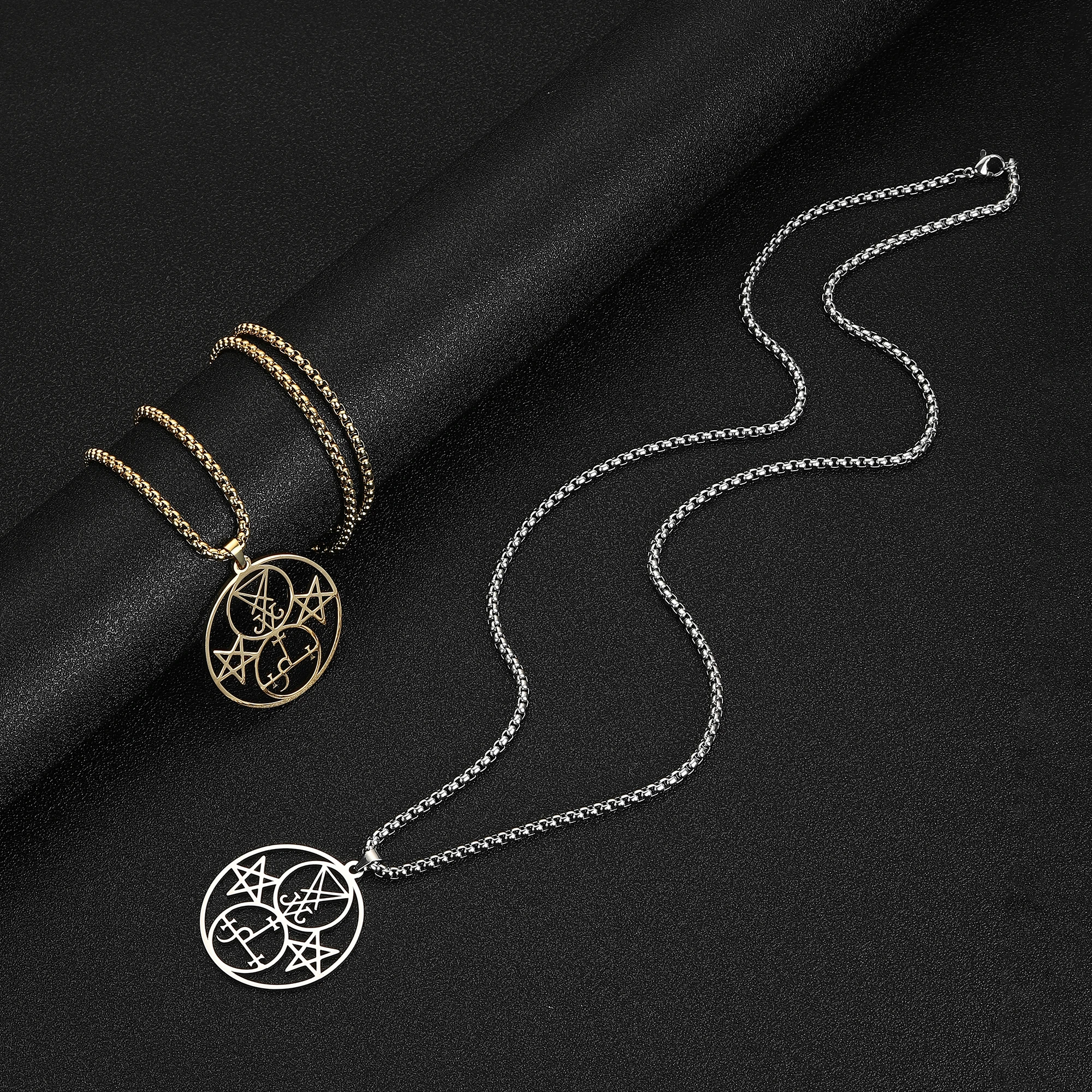 Amaxer شيطان الجانب من لوسيفر ليليث قلادة شيطانية تميمة تعويذة مجوهرات من صلب لا يصدأ