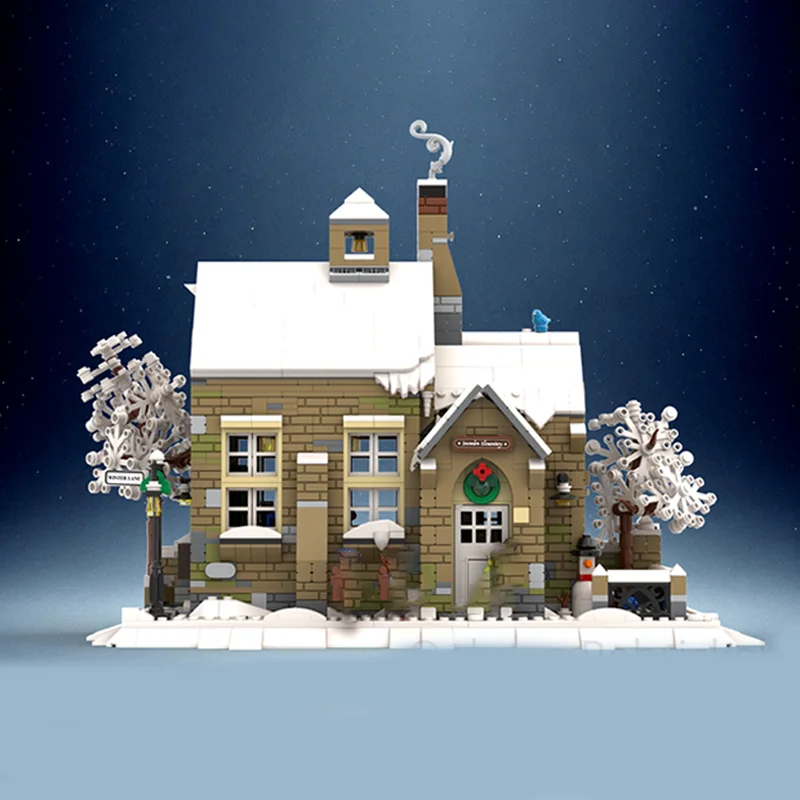 1653pcs MOC SNOWDON ELEMENTARY - The British Winter Village School Seasonal Christmas Model Building Blocks Christmas Gifts Toy
