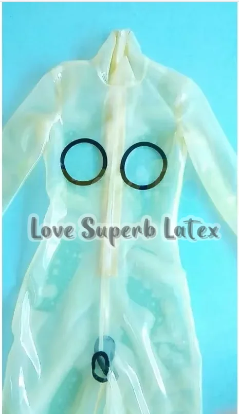 ชุดแคทสูทลาเท็กซ์เซ็กซี่แบบโปร่งใส ชุดจั๊มสูทรัดรูปยาง ชุดแคทสูทลาเท็กซ์รัดรูปเปิดหน้าอกและคร ฮาโลวีน