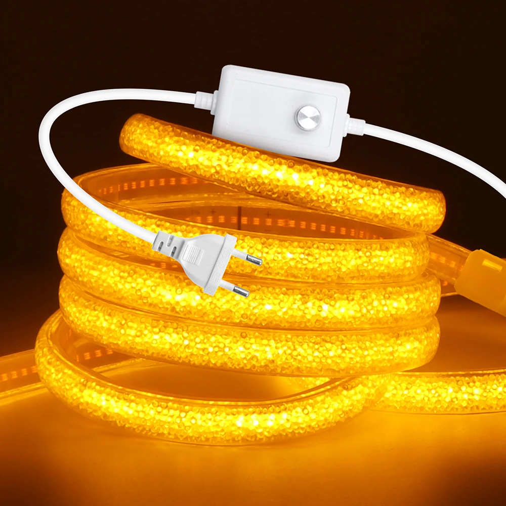 Waterproof 220V COB LED Neon Strip Light Dimmable 288LEDs/m EU UK Dimmer Power Plug Kit Resistant Bathroom Mirror Crystal Decor