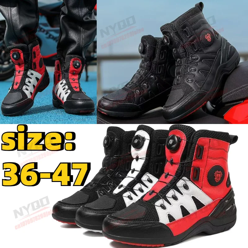 

Motorcycle Riding Boots for Men and Women All Season Anti Slip and Wear-resistant Shoes Waterproof Leather Outdoor Riding Shoes