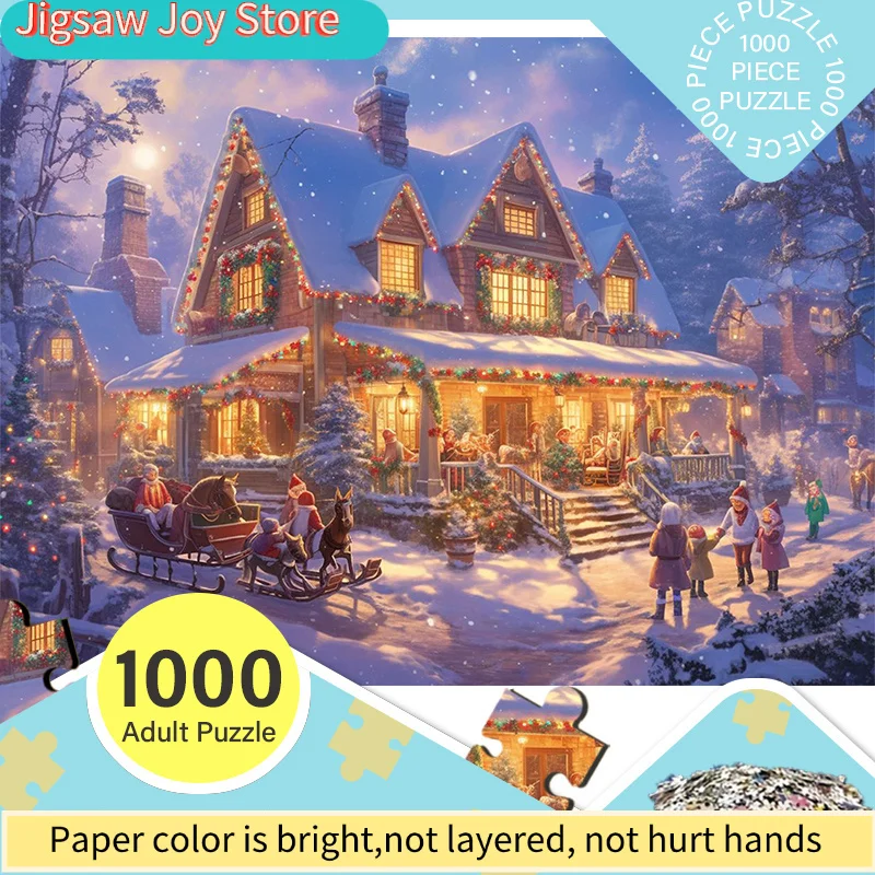 

Набор из 1000 мини-пазлов для взрослых с дизайном рождественского снежного домика - устойчивые к царапинам, высокая сложность, подходят для взрослых и всей семьи