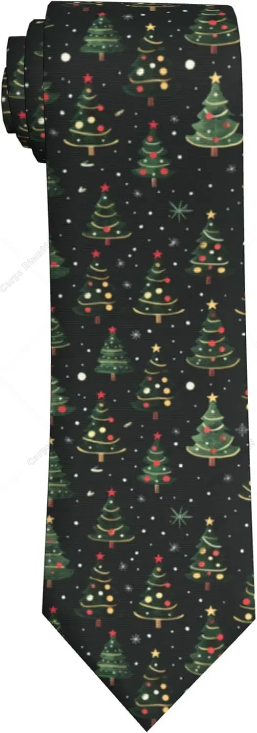 Merry Christmas Men's Tie Funny Black Neckties Christmas Tree Holiday Season Party Gifts One Size Print POLYESTER