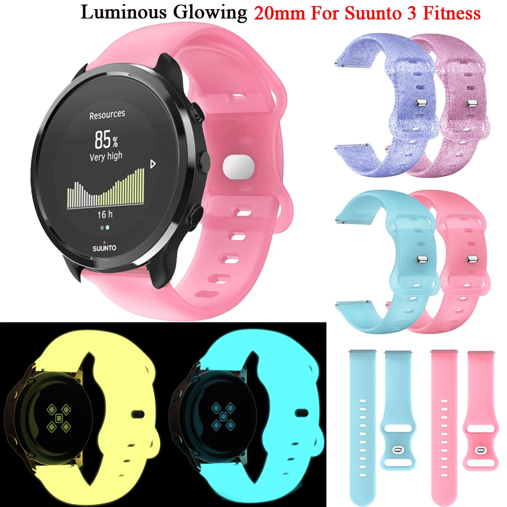 20mm Silicone Luminous Glow Bracelet For Polar ignite 2/3/SUunto 3 Fitness Smart Watch Band Polar Unite/Pacer Strap Wrist Band