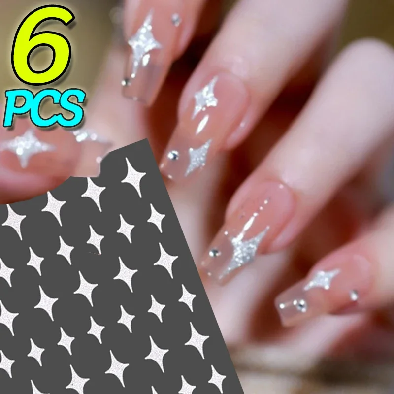 Glitter Diamond Butterfly Nail Face Sticker Self Adhesive Slider Shiny Silver Star Heart Nail Sticker Manicure Decals Decoration