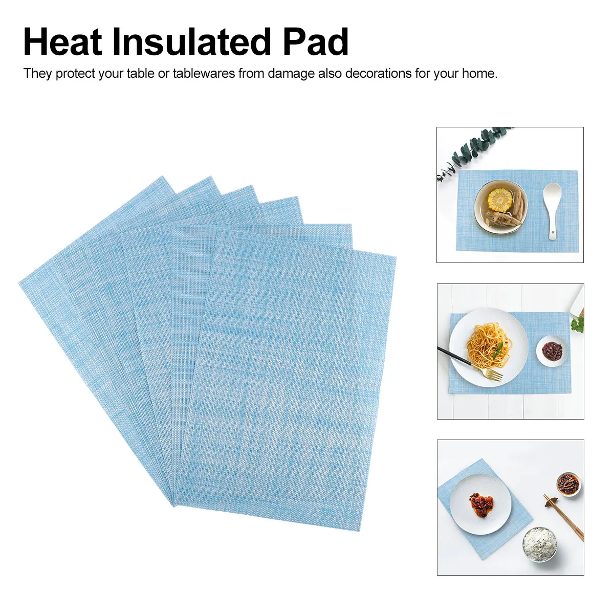 

6 Pcs Insulation Pads Heat Resistant Table Mats PVC Placemats Waterproof Restaurant Home Hotel Tableware Mat Skid Resistance