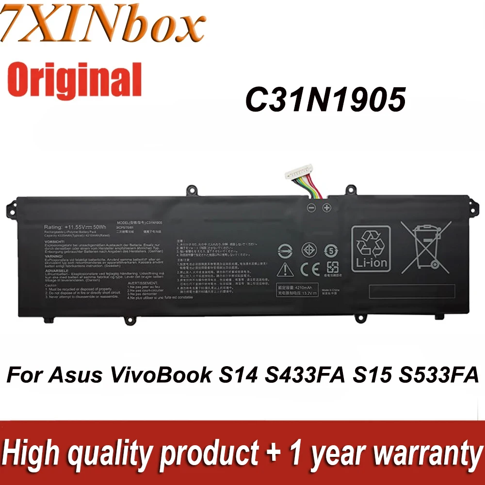 

Laptop Battery 11.55V 50Wh C31N1905 For Asus VivoBook S14 S433FA S433FL S433IA-EB373T S15 S533FA-BQ006T S533FL-BQ022T Series