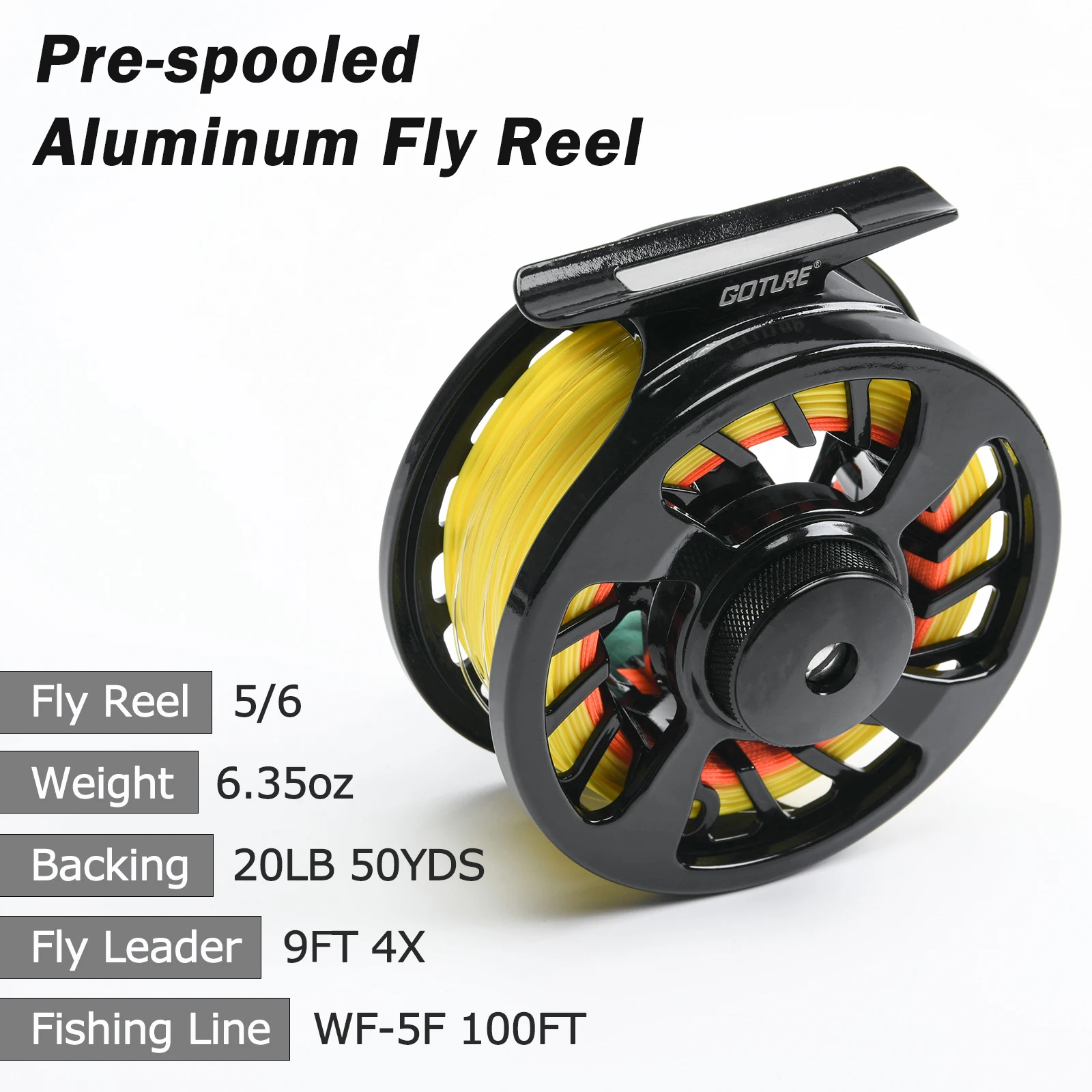 Goture 8Section Travel Fly Fishing Rod Combo 5/6# Stream Rod Kit  With Reel Line Lure Full Set Fishing Tackle For Fly Fishing