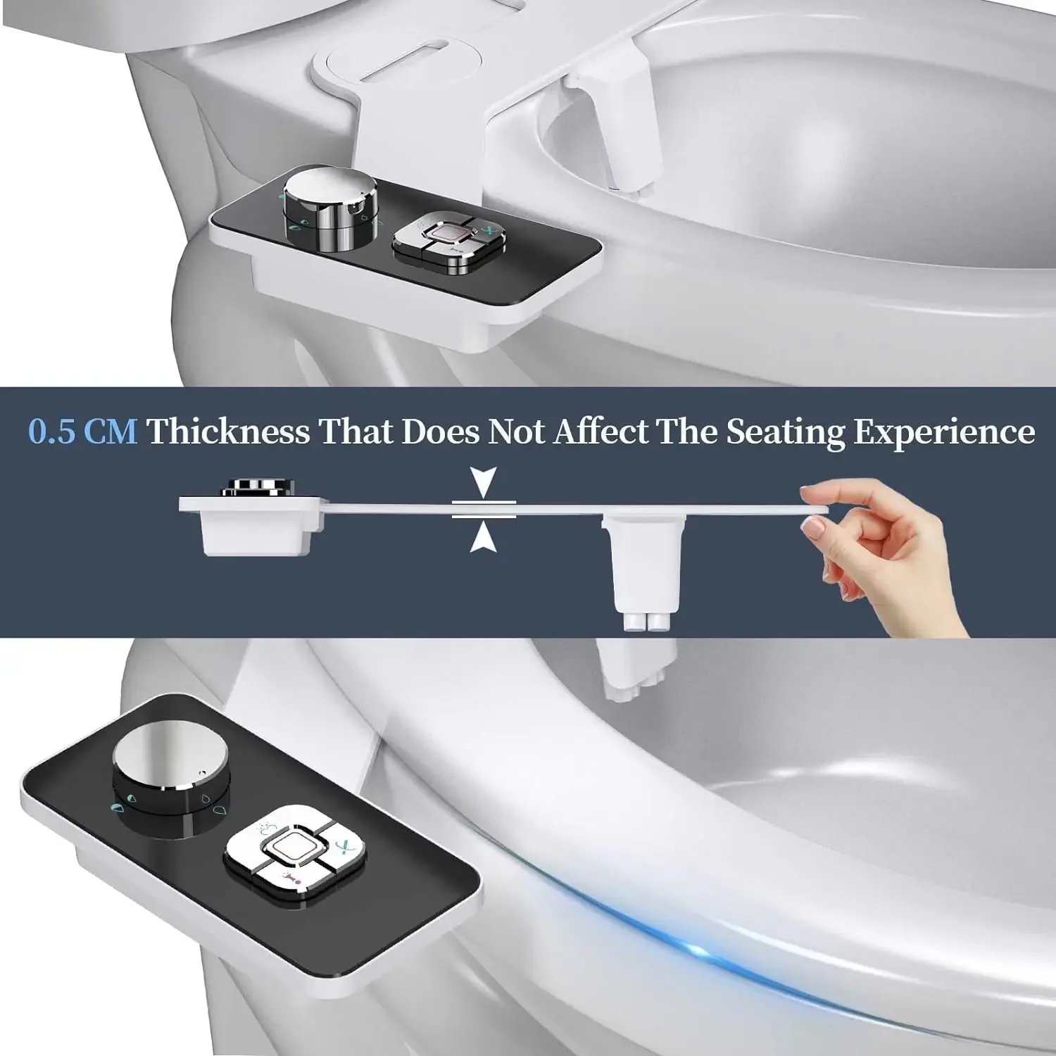 Toilet accessory Bidet Accessory Ultra-thin Toilet seat Dual Nozzle bidet Adjustable Water Pressure Non-electric Butt Sprayer