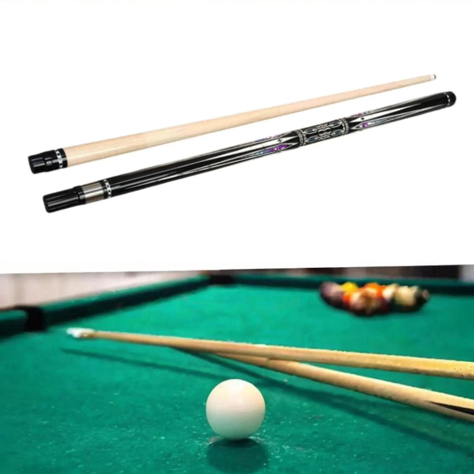 Bâton de queue de billard en bois segmenté, 1/2, fendu, pratique du jeu de billard