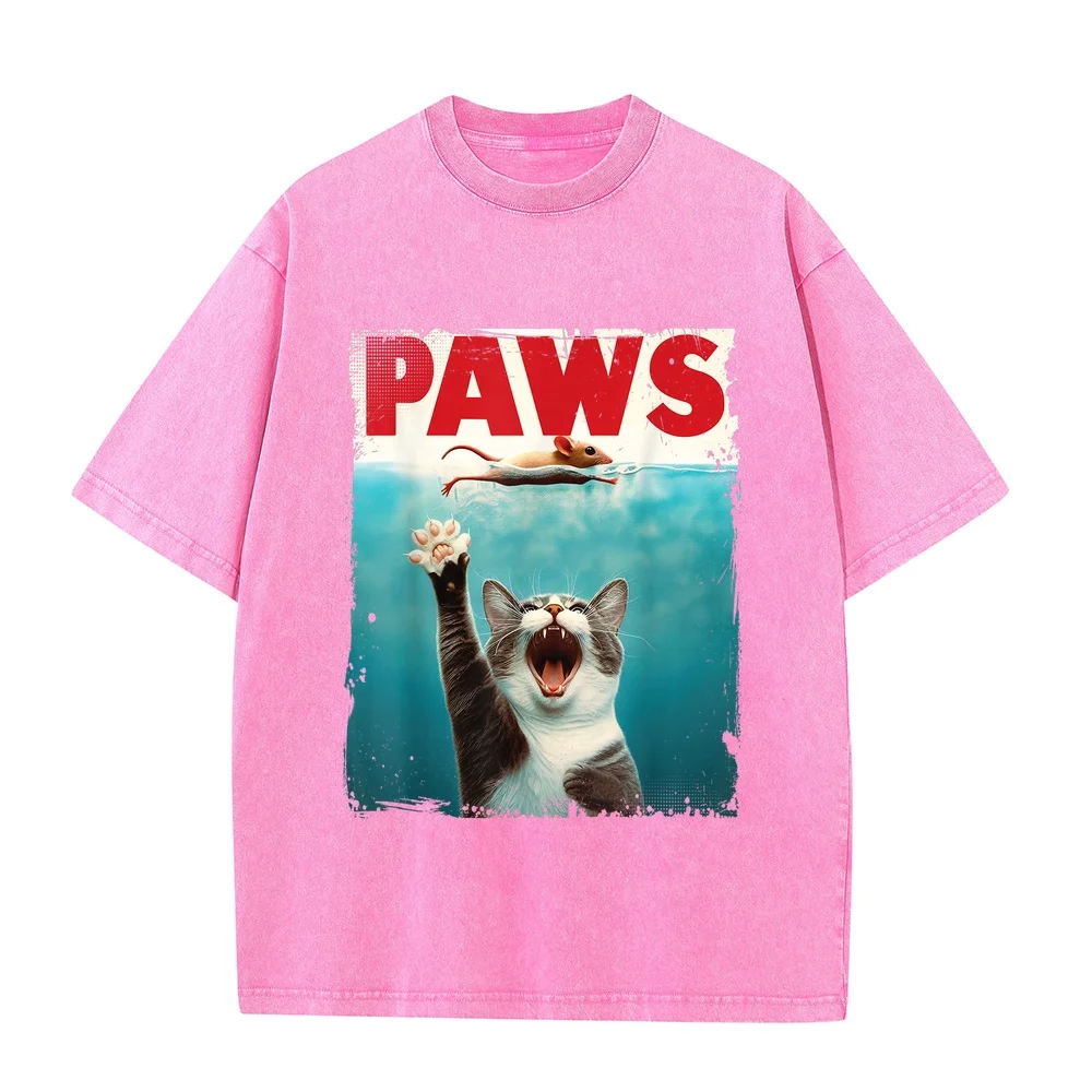 Paws Parody Cat Mouse Humorous Chasing Kitten T-Shirt Men's T-Shirts Anime 5XL Printed Clothes Men Pet Lover Short Sleeve Tee