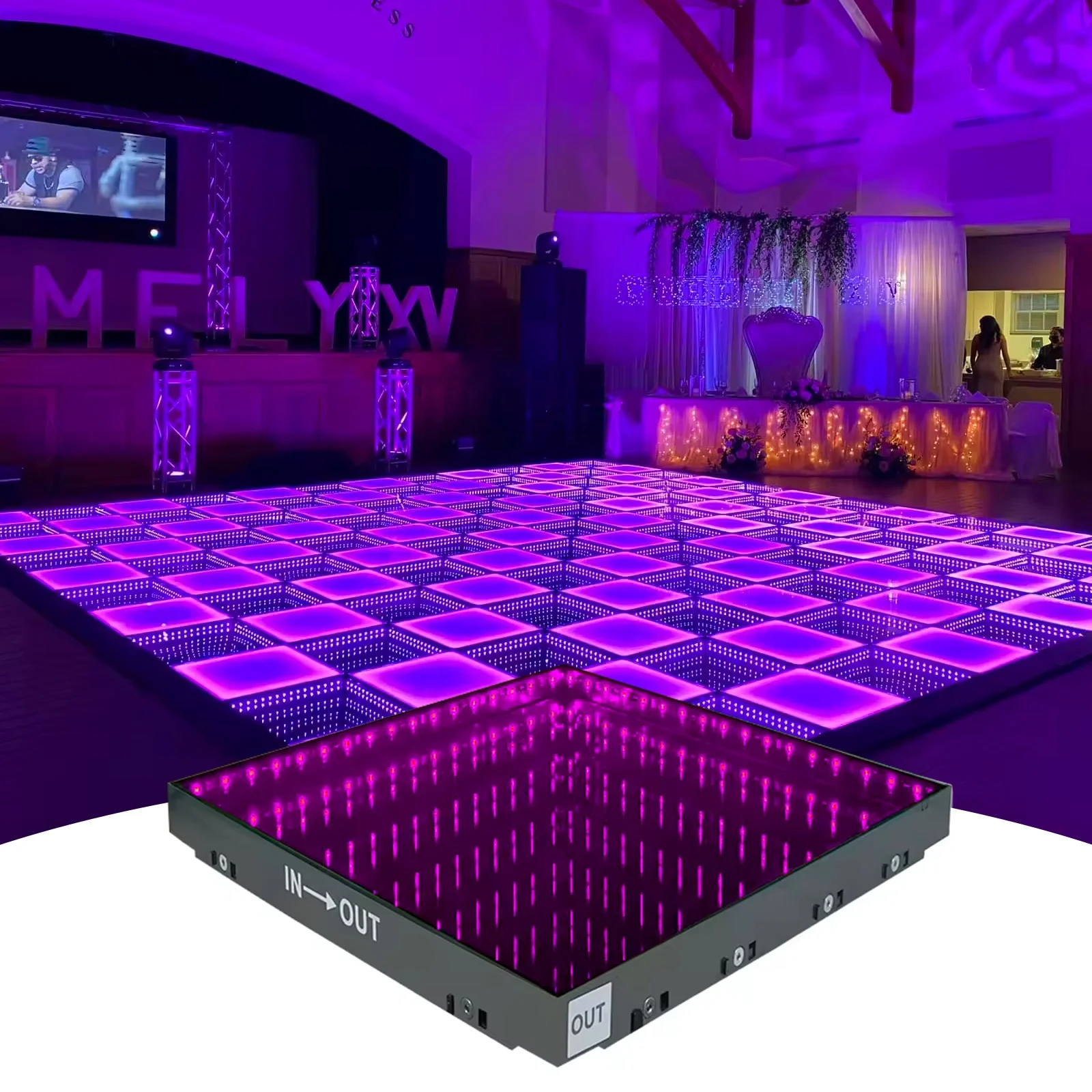 Magnetic Wireless Portable LED Dance Floor Light with  Control IP65 Protection  for Party Stage Wedding Lighting