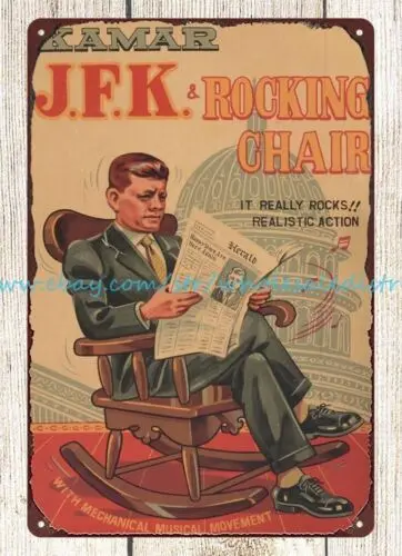 unframed artwork sale KAMAR J.F.K. WIND UP ROCKING CHAIR TOY metal tin sign