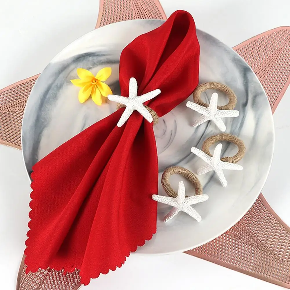 Coastal Chic Table Setting Prop Starfish Napkin Rings for Ocean Theme Events Set of 6 Reusable Nautical Party for Weddings