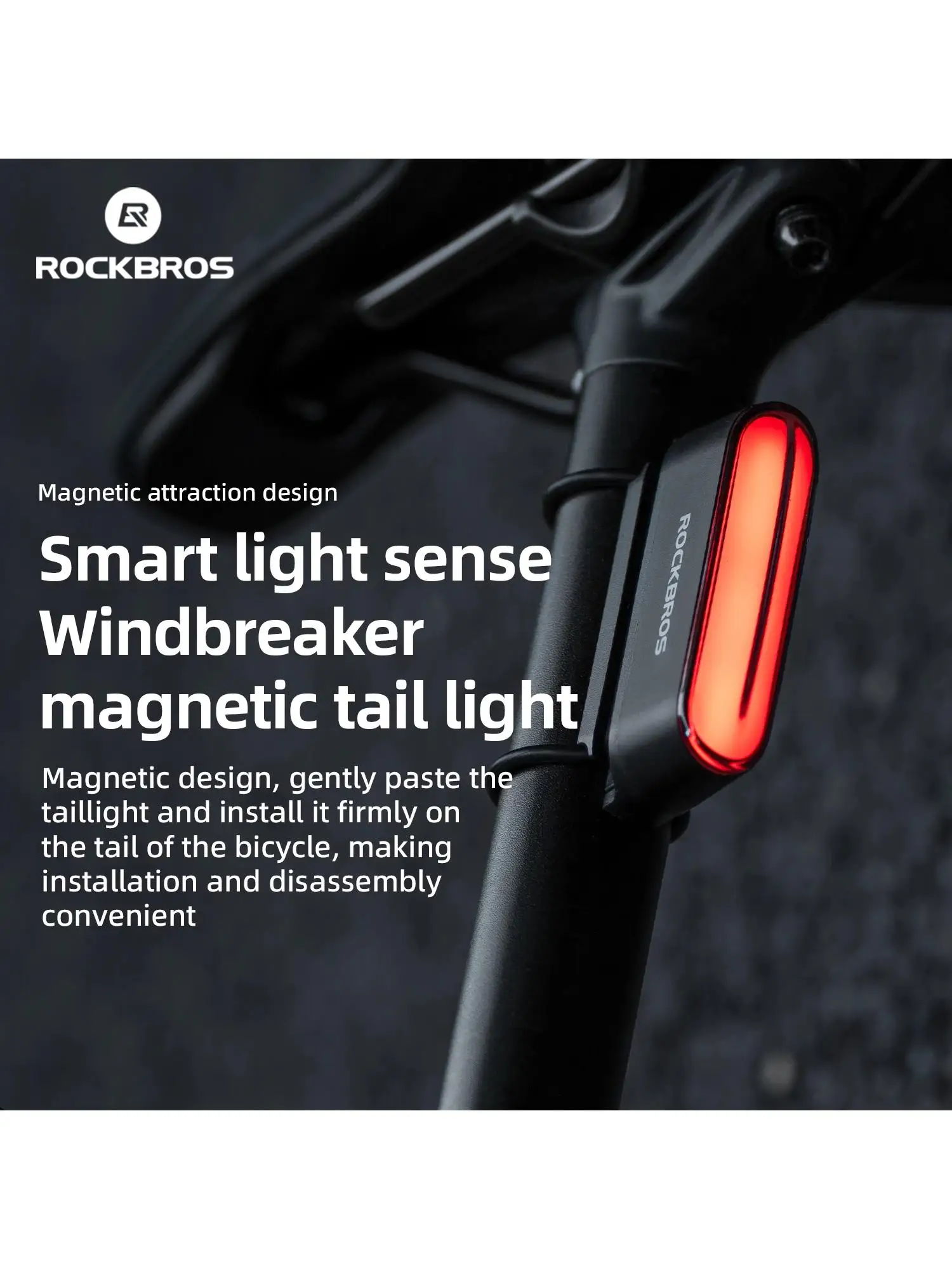 AliExpress ROCKBROS Magnetic Bike Tail Light Type-C 7 modes Rechargeable LED Bicycle Rear Light for Night Riding Intelligent Brake Sensor