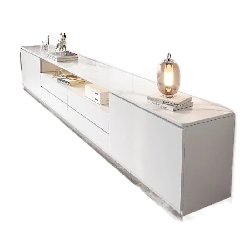 

# Fashion Modern European Living Room White TV Stand Floor Mounted Cabinet Wood Floating Console Customized