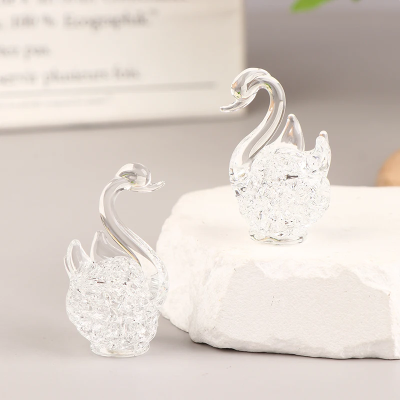 1Pc Crystal Swan figurine Glass Animal Ornament Swan Crystal Figurines Home Desk Decoration Miniature Creative Gift