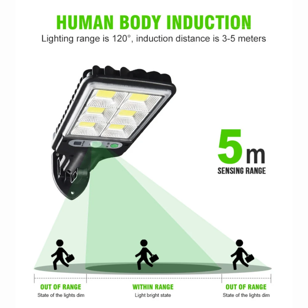 Outdoor Led Solar Light 3000W Solar Lamps Waterproof Motion Sensor Sunlight com 3 modos de luz para Garden Patio Path Yard