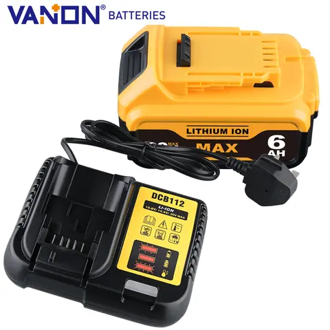 Vanon DCB205 6,0 Ah 20 V MAX Akku und DCB112 Ladegerät DCB200 DCB184 DCB180 DCB182 Werkzeugakku Ersatz für DeWalt Akku Pin