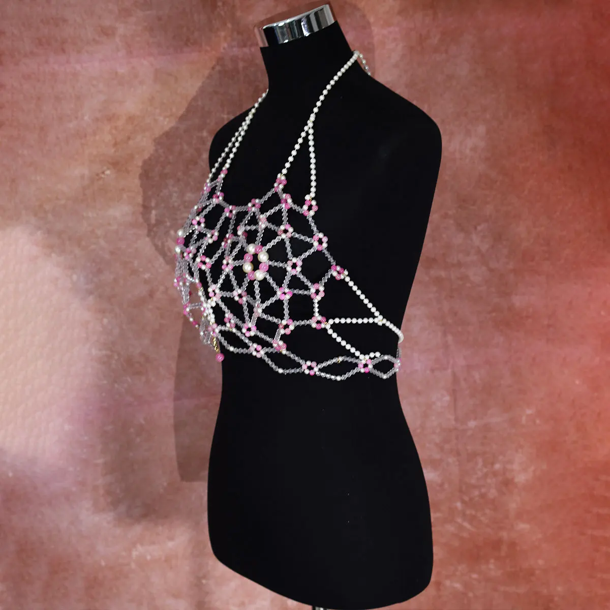 Woman Body Chain Sexy Bra Chain grid Totally Hand-made String Of Beads Bikini Chest Chain Birthday Party Night Club Body Jewelry