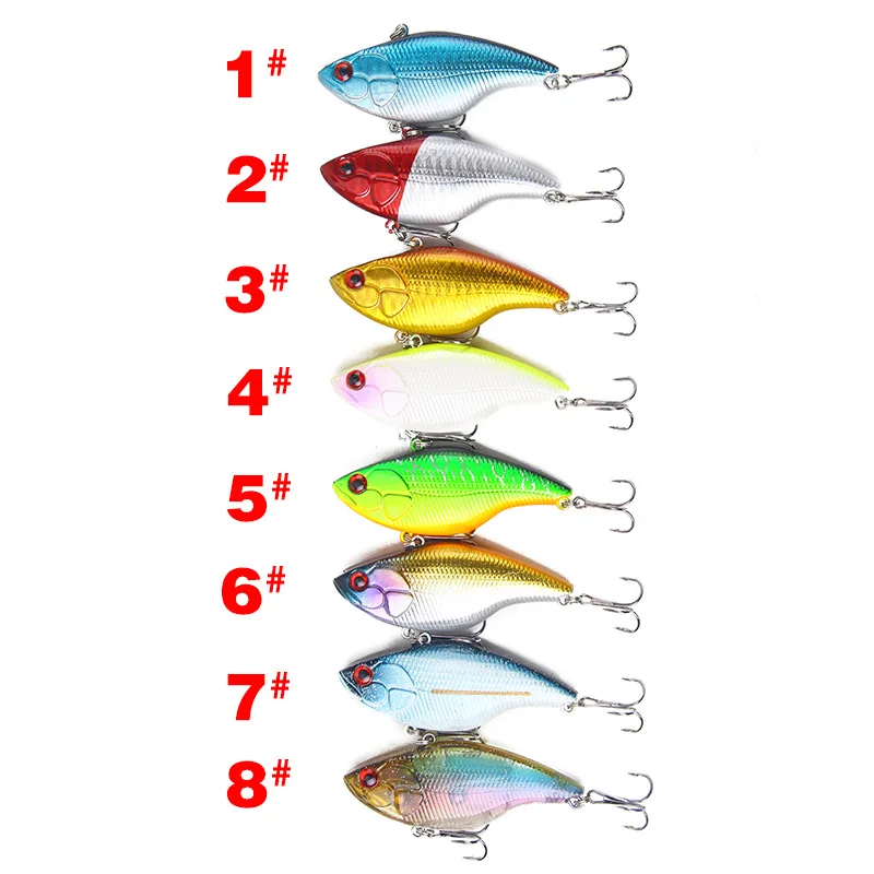 1/8pcs  7cm 18.8G Hard Fishing Lure  Plastic VIB Hard Artificial Bait Treble Hooks Peche Bass Pike Trolling Pesca Fishing Tackle