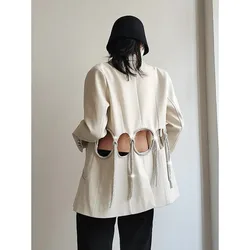 Women's Suit Jacket, Long Sleeve Patch Single Button Solid Color Loose Women's Fashion Clothing New for Spring and Autumn 2024