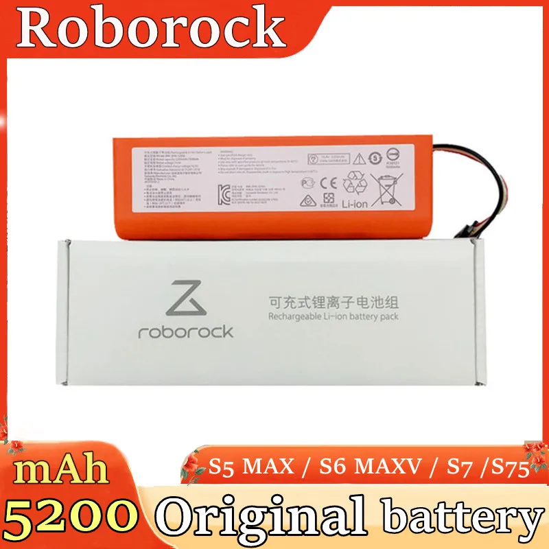 Original New Battery 14,4 V-5200mAh is Suitable for Roborock S5MAX S6MAXV S7 S75 Sweeping Robotic Vacuum Cleaner Components