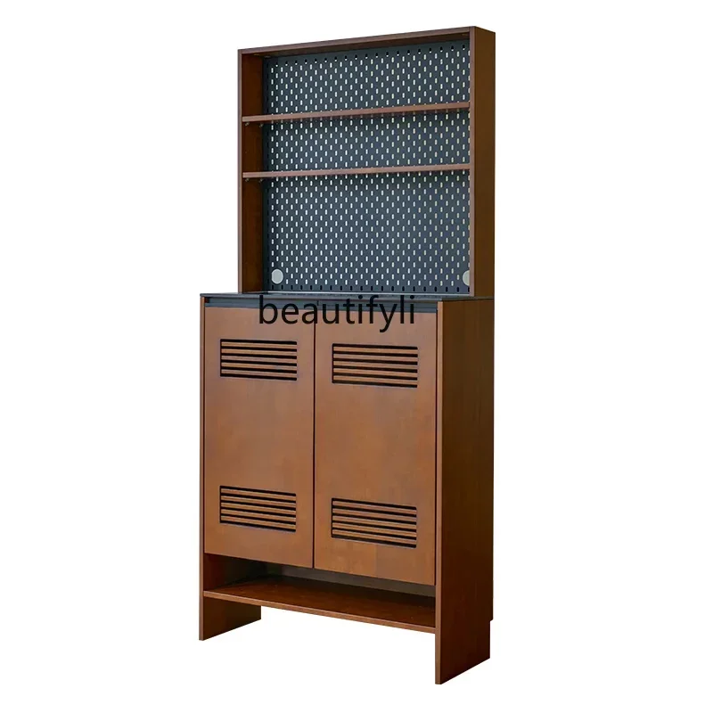 NQ Retro solid wood shoe cabinet rock slab small apartment storage porch storage large capacity storage