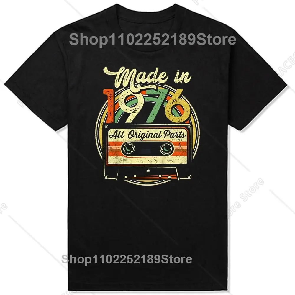

Made in 1976 48th Cassette Tape Vintage Short Sleeve Birthday T-Shirt Men Summer The Birthday Gifts Graphic Unisex T Shirt