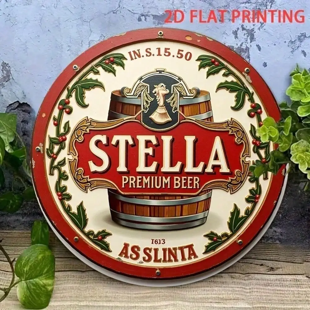 Letrero Metálico Retro de 8 Pulgadas de Stella Artois, Decoración de Pared Vintage para Bar o Pub