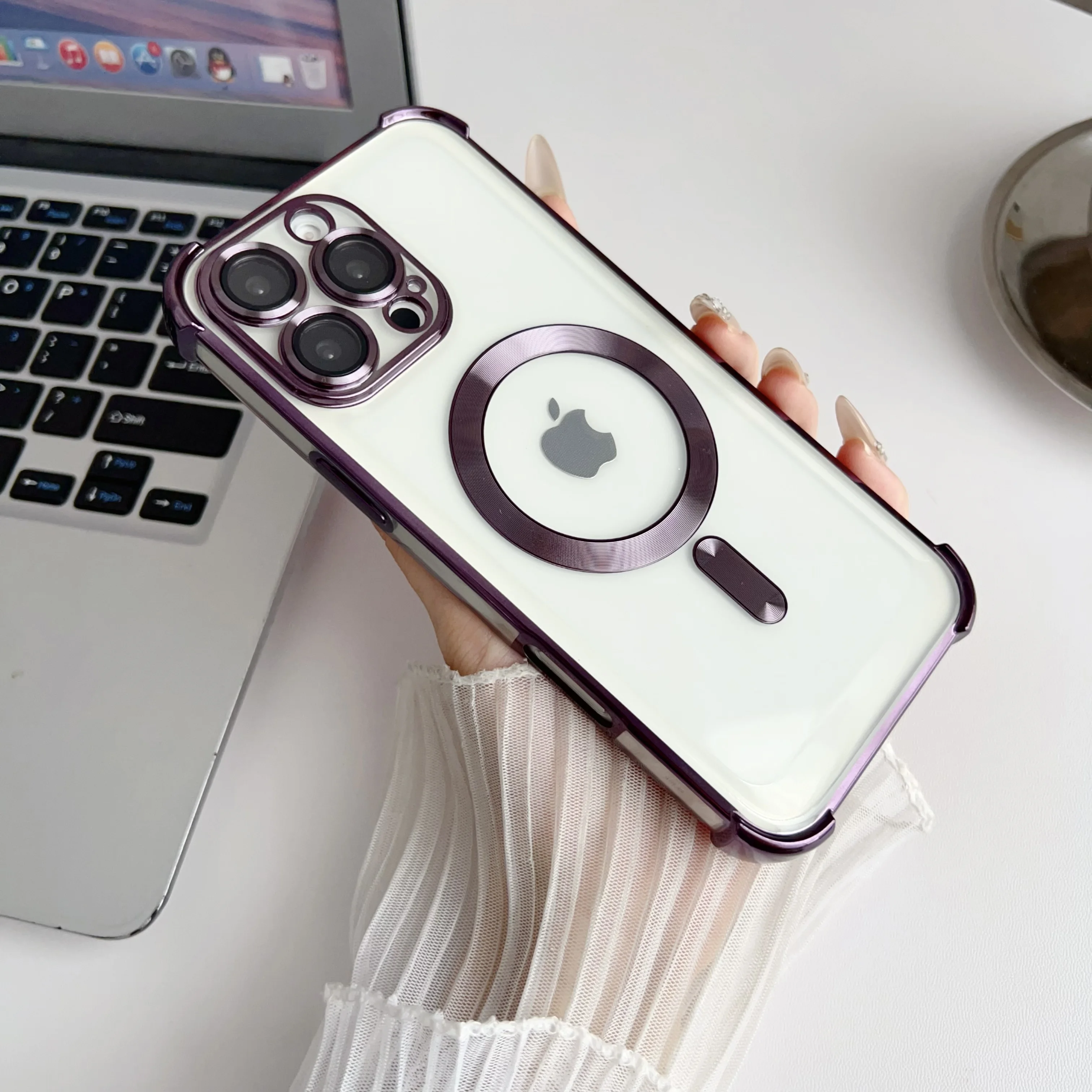 

17 16 15 Pro Max Case Fashion Plating Bumper Frame Airbag Cover For iPhone 17 16 15 14 13 Pro Max Magnetic Soft Clear Cases