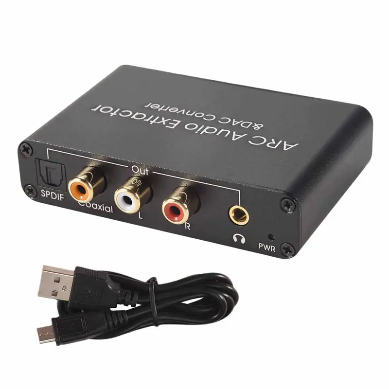 

Аудиоадаптер N75R-192Khz ARC, аудиоэкстрактор, цифро-аналоговый аудиоконвертер, ЦАП, коаксиальный выход SPDIF, выход RCA 3,5 мм