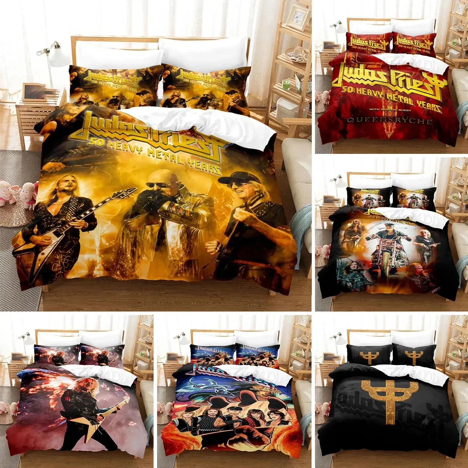 Hip Hop Band Judas Priest Bedding Set Duvet Cover Bedroom Comforter Single Twin King Size Quilt Cover Home Textile