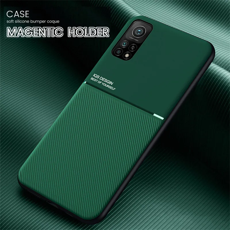 For Xiaomi Mi 10T 10 T Pro 5G Case Car Magnetic Holder Leather Texture Silicone Cover for Mi 10T Pro Mi10T Lite Shockproof Coque