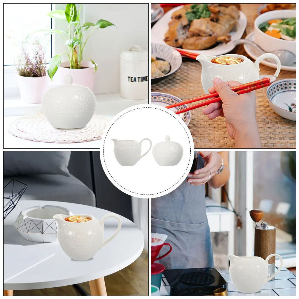 

2Pcs Ceramic Coffee Pot Sugar Storage Holder Fine Workmanship Delicate Touch Perfect for Any Beverages Convenient Life Enjoyment