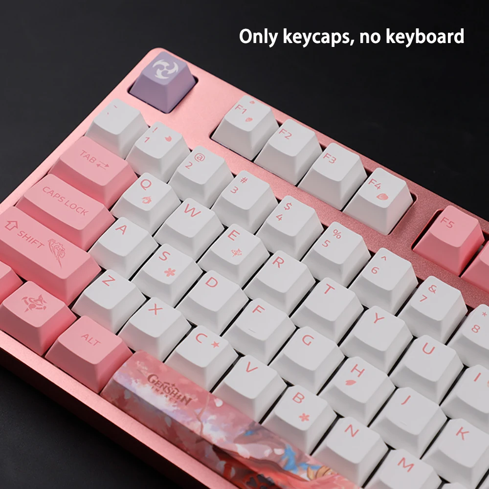 Imagem -04 - Yae Miko Keycaps Genshin Impacto Personagem Série Keycaps Jogo Teclado Tampa Cereja Perfil Pbt Material 135 Teclas Tampas Mecânicas