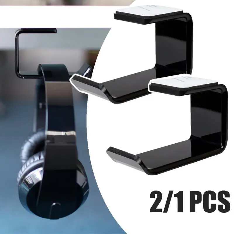 Headphone Holder Stand Adhesive Wall Mounted Headset Hanger Wall Hook Under Desk Computer PC Monitor Earphone Display Rack Hook