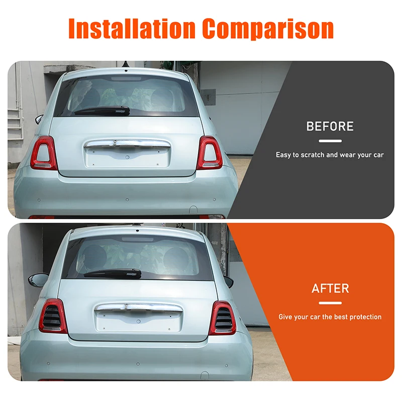 ABS Carbon Fiber/Black Rear Tail Light Cover Decorative Sticker For Fiat 500 Abarth 595 695 2016-2024 Car Exterior Accessories