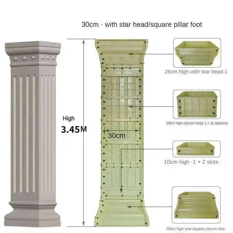 Garden Exterior Wall Nordic Decorations Villa Thickened ABS Square Roman Column Molds Gate Cement Square Column Building Decor M