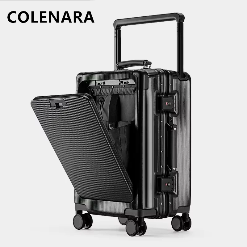 COLENARA 20 "24" 26 дюймов USB-зарядка для багажа с передним отверстием для ноутбука, посадочный чехол из АБС-пластика + чехол на колесиках для ПК, женский чемодан на колесиках