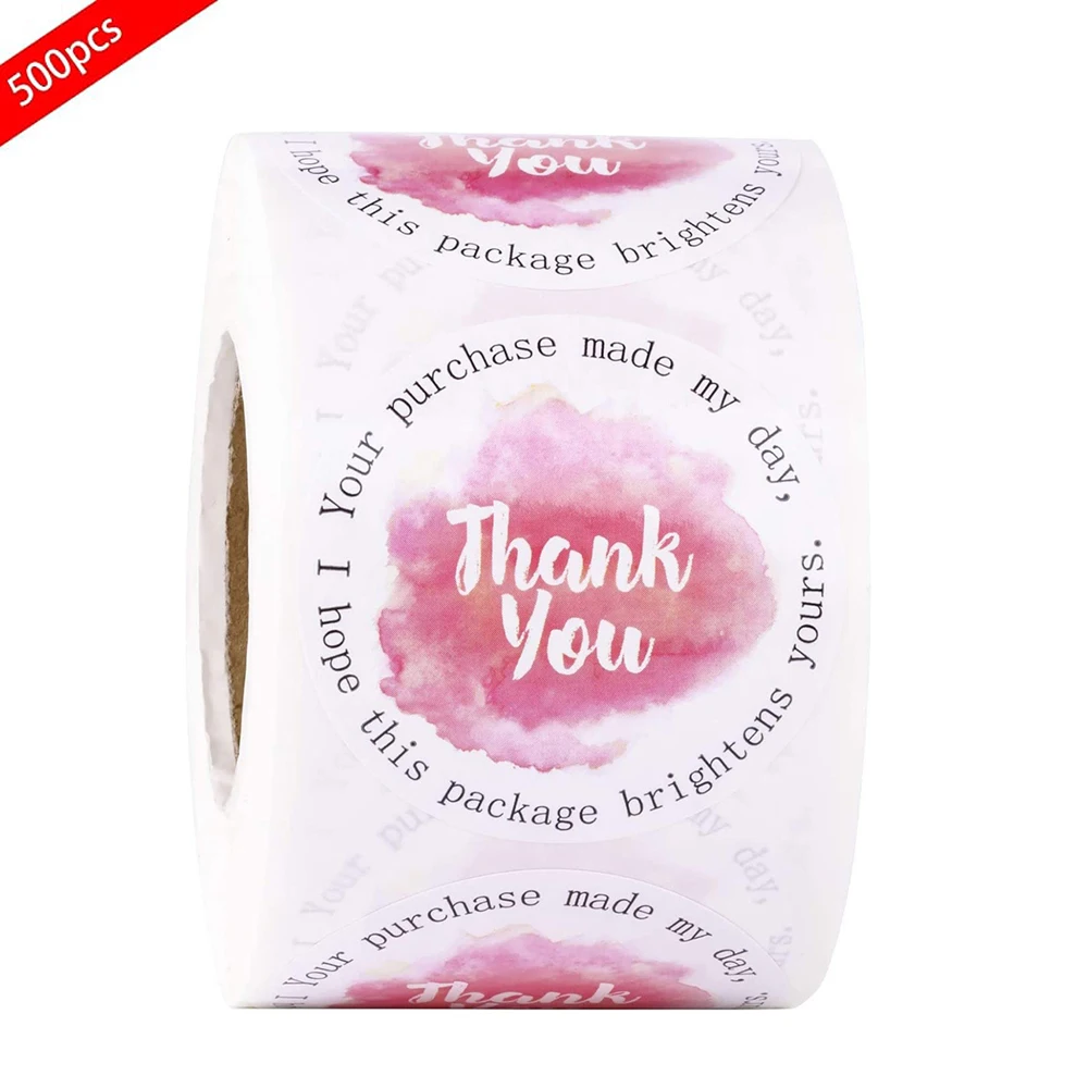500 Buah 1 Inci Stiker Terima Kasih Merah Muda untuk Pesanan Anda Kertas Buku Harian Stiker Buku Tempel Buatan Tangan Label Segel Dekorasi Hadiah Pesta