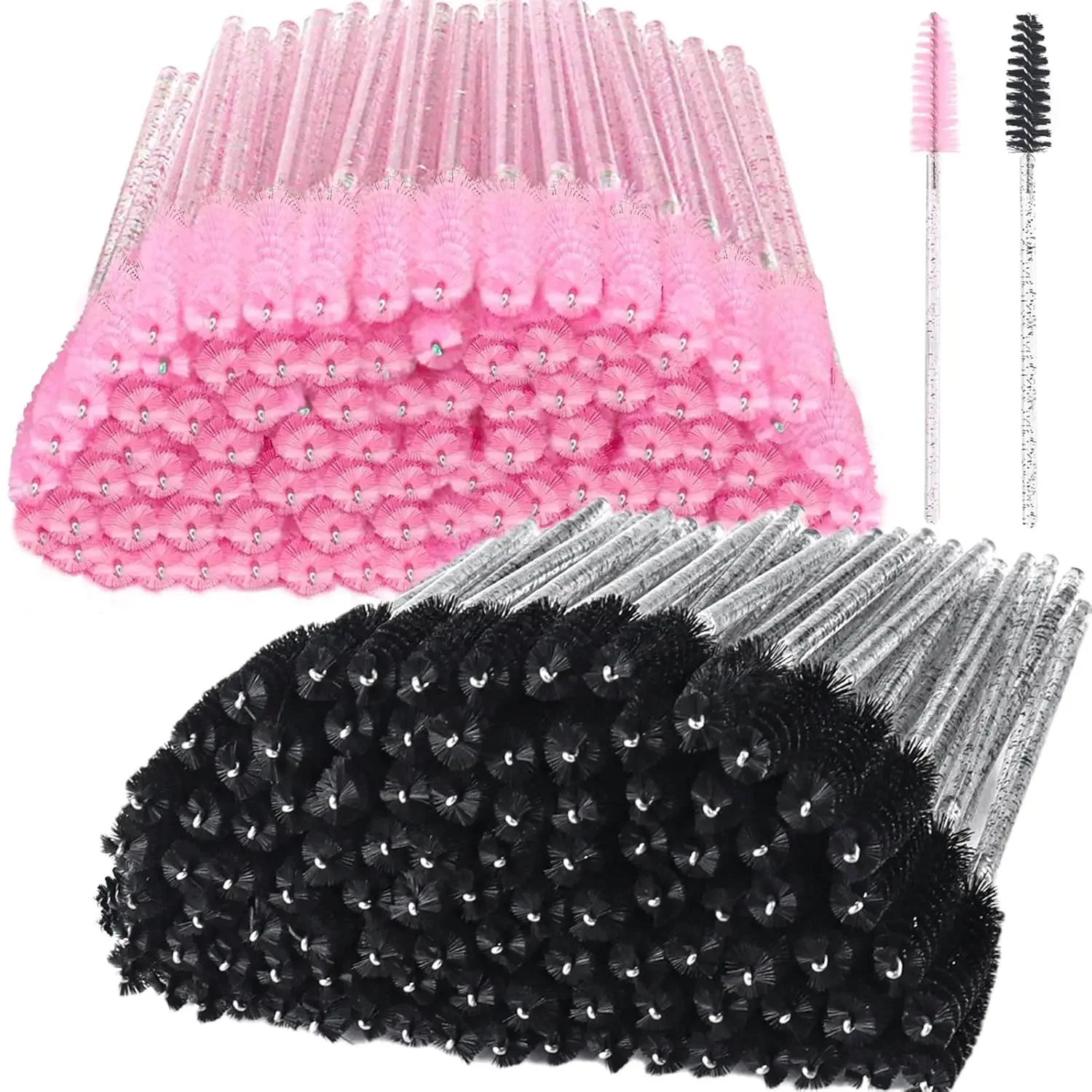 2025 Trend 100 stuks wegwerp mascara-stokjes - wimperspoolies, kristallen wenkbrauwborstel voor wimperextensions en make-up verzorging