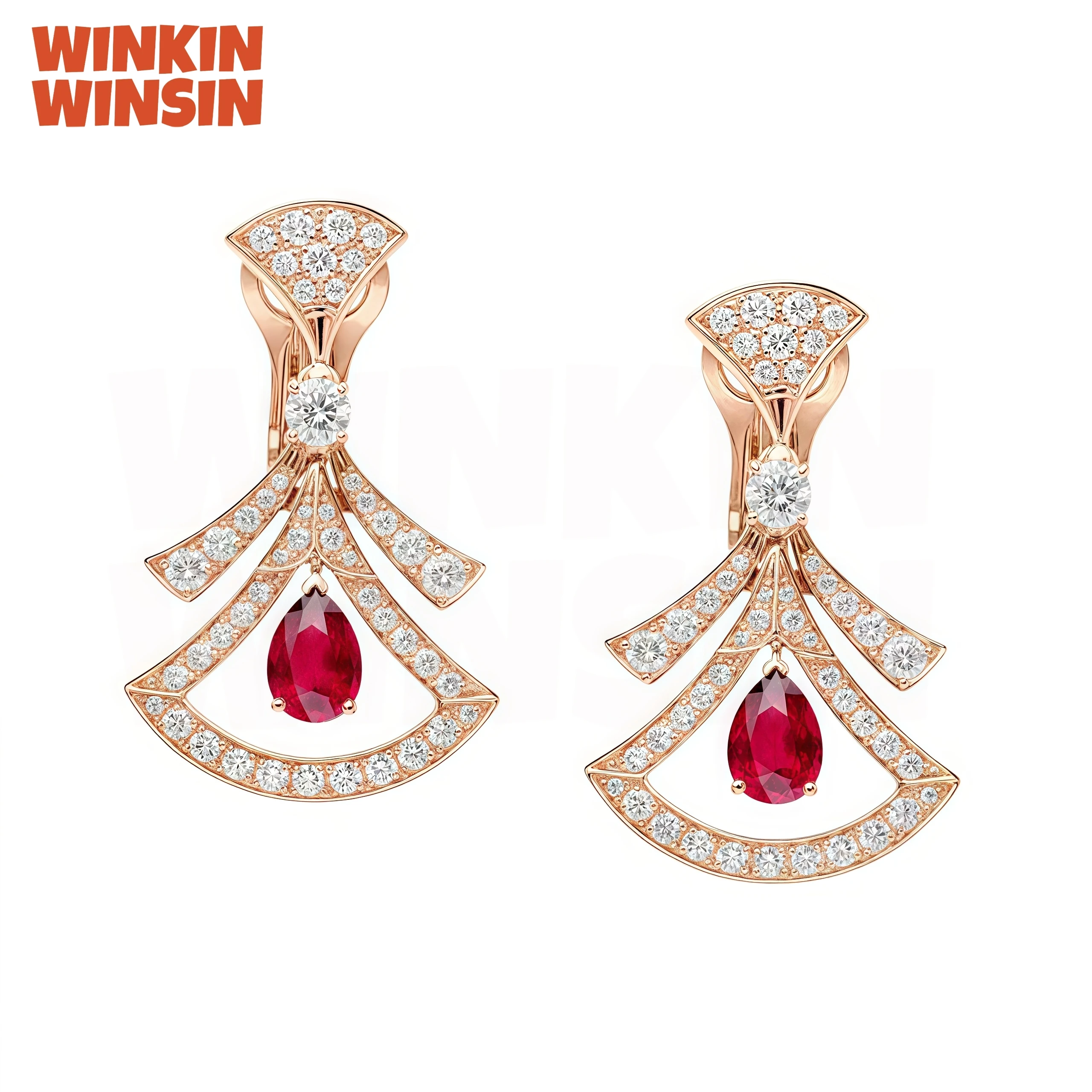 

Winkin Winsin Top Brand V Gold Jewelry Earrings Drop Eardrop For Women 18k Gold Plated 18kgp Stud Earrings Jewelry Never Fade