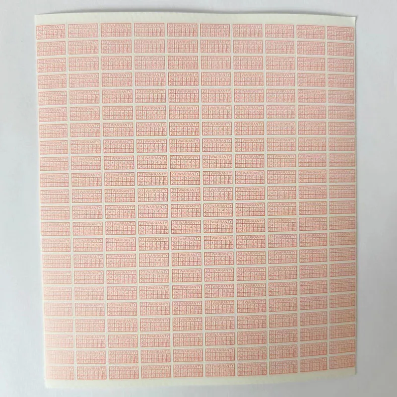 1500pcs Warranty  Sticker with Months Security Seal Size 10*5mm Red Color Rectangle Shape Fragile Label