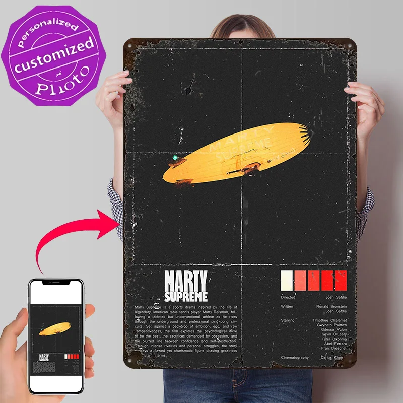 Marty Supreme Movie 3D Texture Printed Poster Custom Vintage Metal Tin Plate Sign for Wall Art Funny Signs Bar Accessories Decor