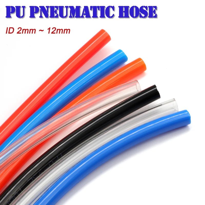 2-10M PU Pneumatic Tube Flexible Component Air Hose 3x2/5x3/6x4/8x5/10x6.5/12x8/14x10/16x12mm For Compressor Polyurethane Tubing