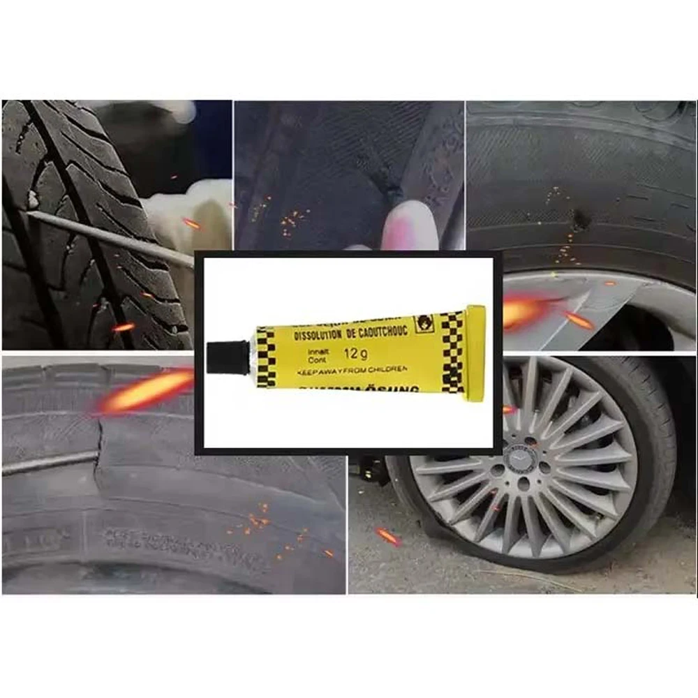 Automobile Tire Repairing Glue Inner Tube Puncture Kit Repair Cement Rubber Cold Patch Solution Motorcycle Bicycle